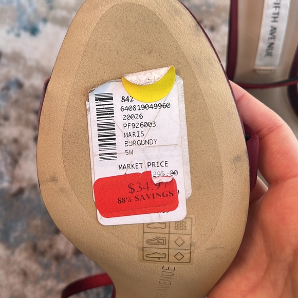 Saks Fifth Avenue Burgundy Satin Strappy Heels - Picture 4 of 5